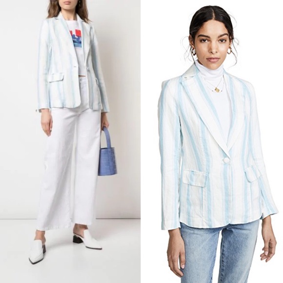 NWT FRAME CLASSIC MULTI STRIPE BLAZER IN OFF WHITE - Picture 11 of 14